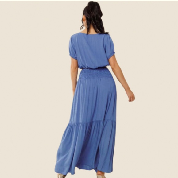 Boho Crop Top w/elastic Band that ties, Matching Maxi skirt w/Smocked Waist - Picture 3 of 5